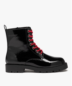 boots femme mid-cut dessus uni verni a lacets colores noirD993601_1