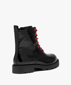 boots femme mid-cut dessus uni verni a lacets colores noirD993601_4