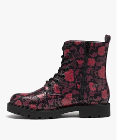 boots femme mid-cut dessus uni verni a lacets colores noirD993701_3