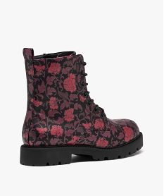 boots femme mid-cut dessus uni verni a lacets colores noirD993701_4