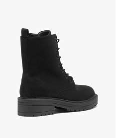 boots femme dessus uni en suedine a zip et a lacets noirD993801_4