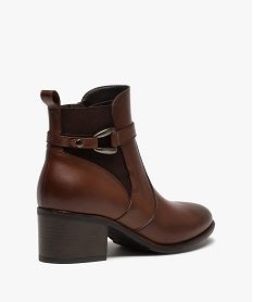 boots femme a talon carre dessus en cuir uni a zip et bride a boucle fantaisie - taneo marron standard bottines et bootsD995401_4