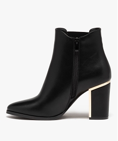 boots femme unies a talon carre lisere metallique noirD995501_3