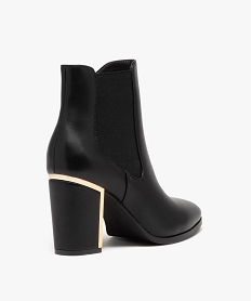boots femme unies a talon carre lisere metallique noirD995501_4