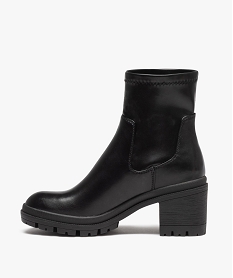 boots femme unies a talon carre et semelle crantee avec col souple noir bottines et bootsD997201_3
