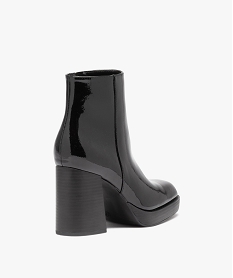 boots femme vernies a talon haut avec bout carre noirD997901_4