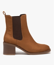 GEMO Boots Chelsea en suédine à talon haut femme marron standard