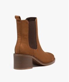 boots chelsea en suedine a talon haut femme brunD998301_4