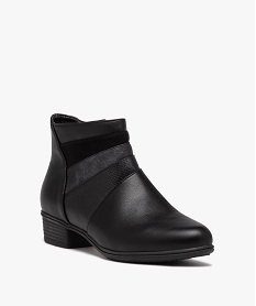 boots femme confort unies a petit talon noirD998401_2