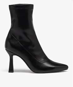 boots femme unies a talon haut avec col elastique noirD998601_1