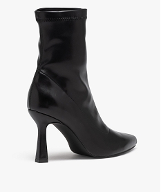 boots femme unies a talon haut avec col elastique noirD998601_4