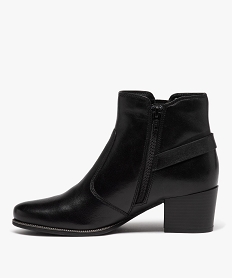 boots femme dessus en cuir uni a talon carre avec zip noir bottines et bootsD998801_3