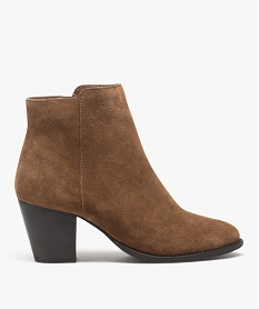 boots femme unies en cuir suede a talon carre beigeD999901_1