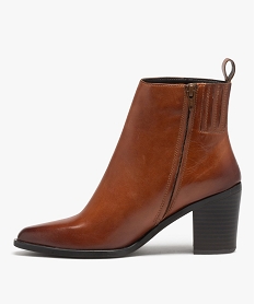 boots femme en cuir uni a talon carre et bout pointu - taneo orangeE000001_4