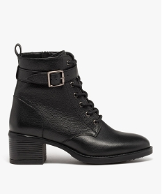 GEMO Bottines femme à talon en cuir grainé uni - Taneo noir standard