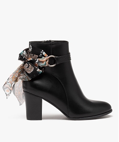 GEMO Boots femme à talon avec dessus uni et bride foulard noir standard