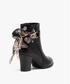 boots femme a talon avec dessus uni et bride foulard noirE000301_4