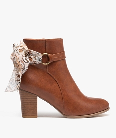 boots femme a talon avec dessus uni et bride foulard orange bottines et bootsE000401_1