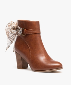 boots femme a talon avec dessus uni et bride foulard orange bottines et bootsE000401_2