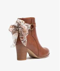 boots femme a talon avec dessus uni et bride foulard orange bottines et bootsE000401_4