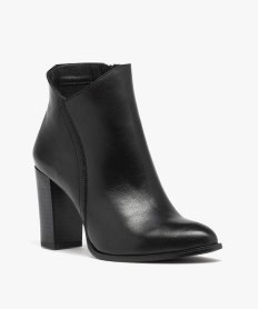 boots femme a talon haut dessus en cuir uni - taneo noirE000901_2