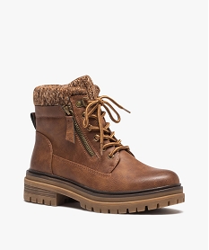 boots femme fourrees unies avec col chaussette orangeE001501_2