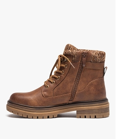 boots femme fourrees unies avec col chaussette orangeE001501_3