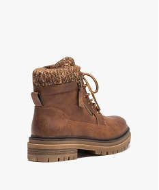 boots femme fourrees unies avec col chaussette orangeE001501_4