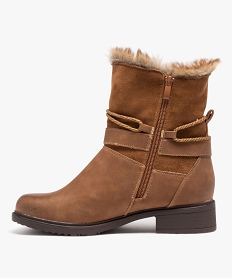 boots femme unies avec interieur fourre en peluche et corde nouee orangeE001901_3