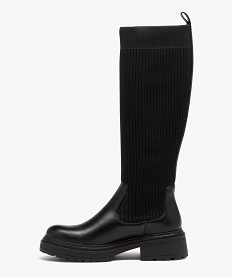 bottes femme unies effet chaussettes a semelle crantee noirE002701_3