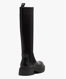 bottes femme unies effet chaussettes a semelle crantee noirE002701_4