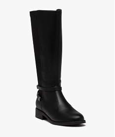 bottes femme unies bi-matieres avec brides fantaisie noirE003001_2