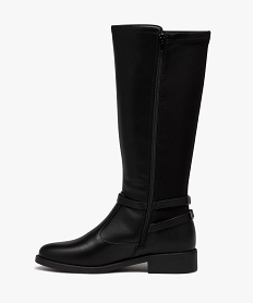 bottes femme unies bi-matieres avec brides fantaisie noirE003001_3