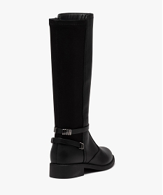 bottes femme unies bi-matieres avec brides fantaisie noirE003001_4