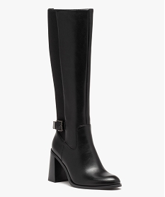 bottes femmes unies a talon carre evase avec tige elastique noirE003401_2