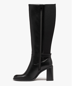 bottes femmes unies a talon carre evase avec tige elastique noirE003401_3