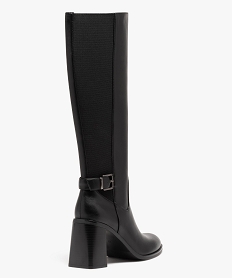 bottes femmes unies a talon carre evase avec tige elastique noirE003401_4