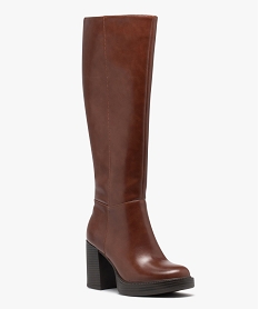 bottes a talon haut dessus uni et a semelle plateforme brunE004001_2