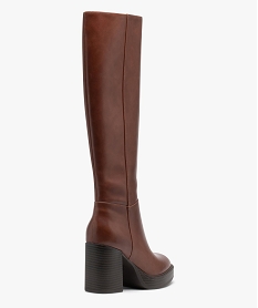 bottes a talon haut dessus uni et a semelle plateforme brunE004001_4