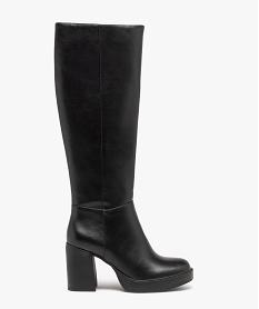 bottes a talon haut dessus uni et a semelle plateforme noir bottesE004101_1