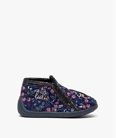 GEMO Chaussons bébé fille en velours imprimé fleurs - Lulu Castagnette bleu standard