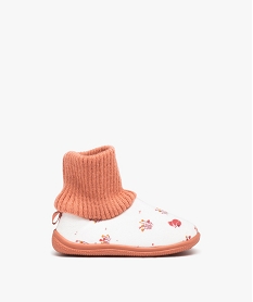 GEMO Chaussons fille imprimés en velours et à col chaussette Beige