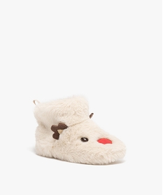 chaussons bebe boots en forme de cerf a nez rouge beigeE005301_2