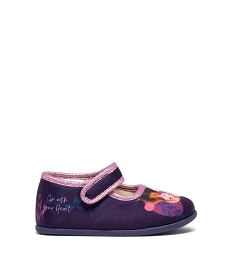 chaussons fille ballerines a scratch et en velours la reine des neiges - disney violetE005501_1