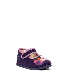 chaussons fille ballerines a scratch et en velours la reine des neiges - disney violetE005501_2