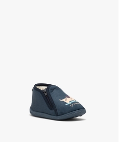 chaussons bebe garcon bottillons a zip en jersey imprimes bleu garcon