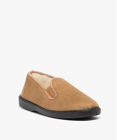 chaussons en velours uni et doubles laine homme brunE012201_2