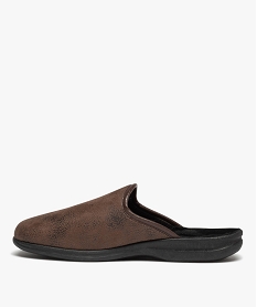 chaussons homme mules dessus cuir imitation avec fleur de lys brunE012501_3