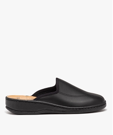 GEMO Chaussons homme mules en cuir uni Noir