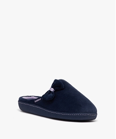chaussons femme pantoufles en velours uni avec noeud - isotoner bleuE013801_2